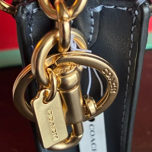 Coach Navy and Burgundy Cherry Print Key Holder - Picture 8 of 15